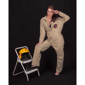 Lindsey was visiting and wanted to shoot, and I had an idea for a pinup based on a pilot's helmet I had recently been given.  So we went to a local military surplus and whipped up a pilot costume and did this shoot.